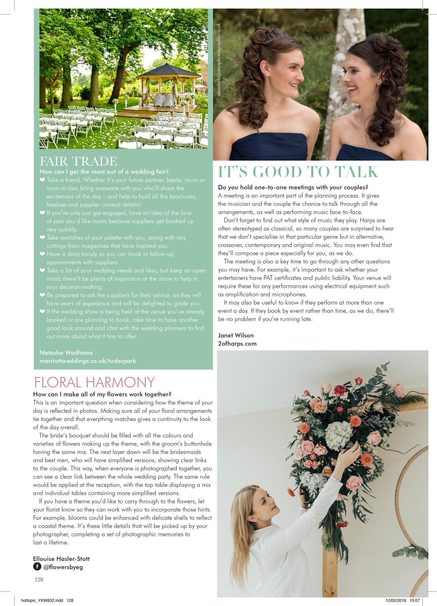 2 of Harps feature in Your Kent Wedding Magazine