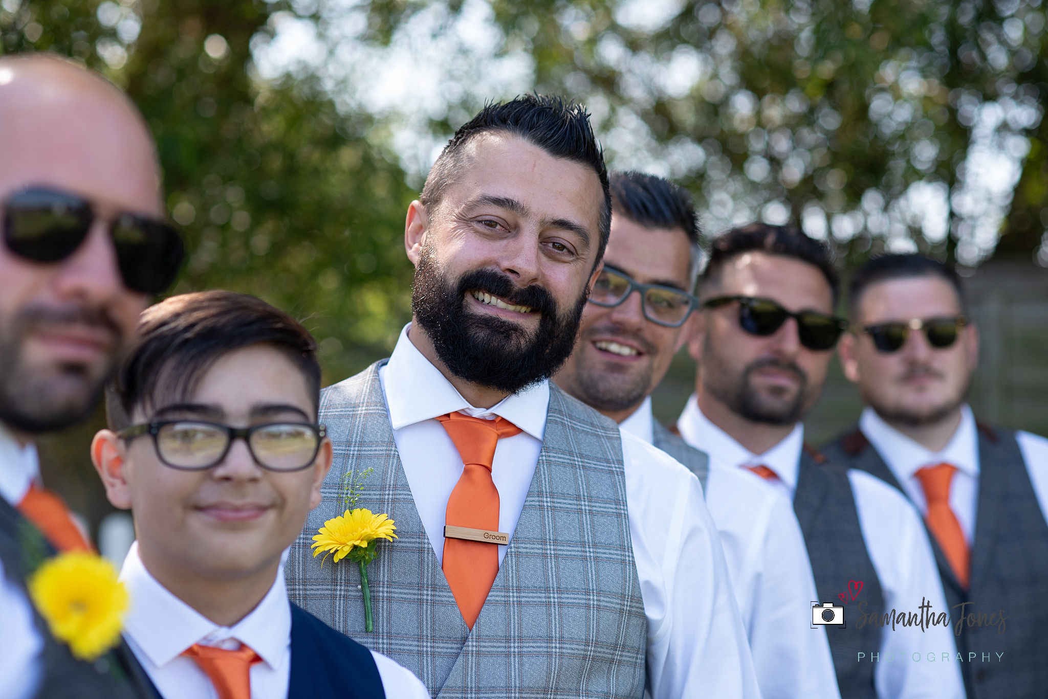 laughing groomsmen Kent wedding at Stonelees by Samantha Jones Photography