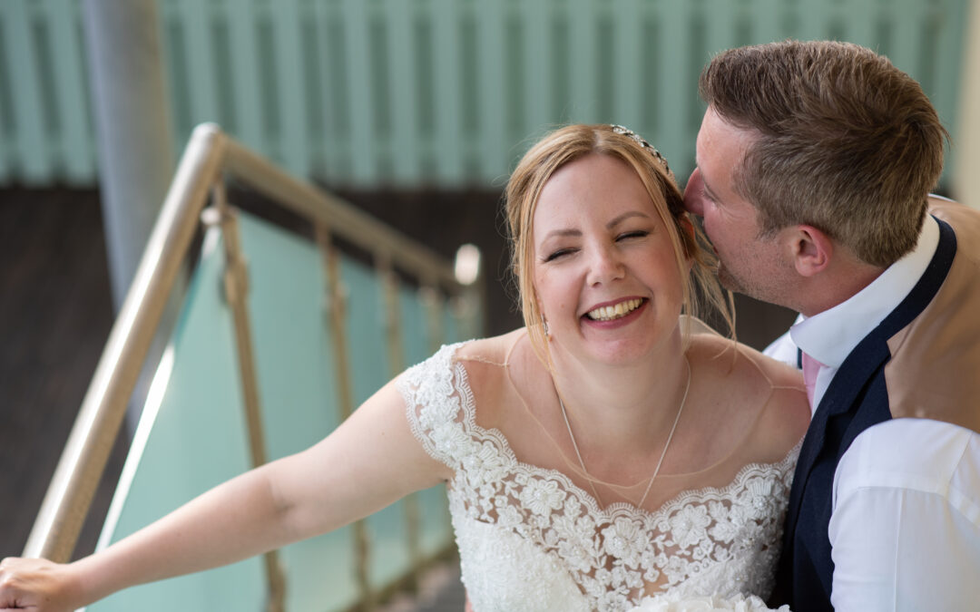 Happy bride and groom