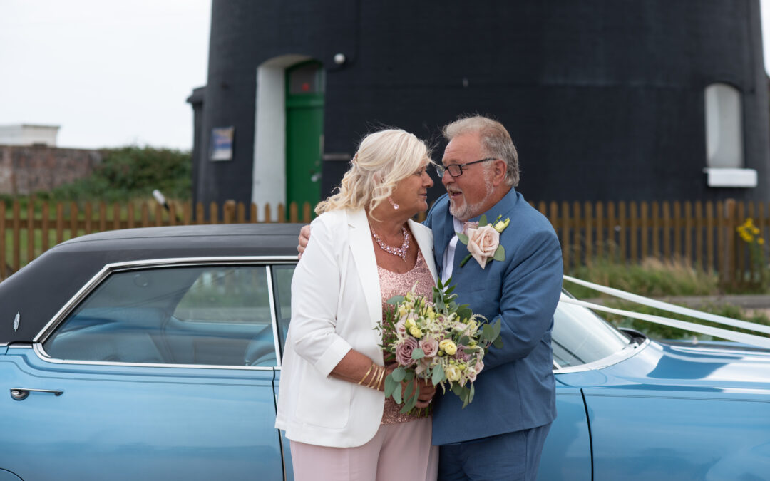 Mal and George and their wonderful, windy Dungeness wedding