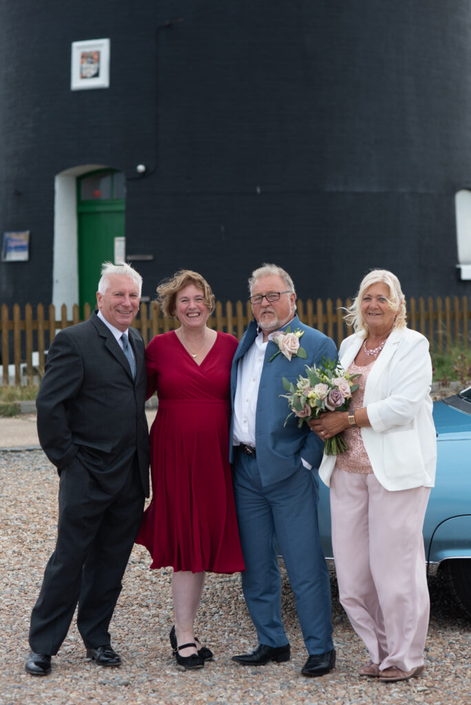 celebrant wedding with bride, groom, celebrant and driver