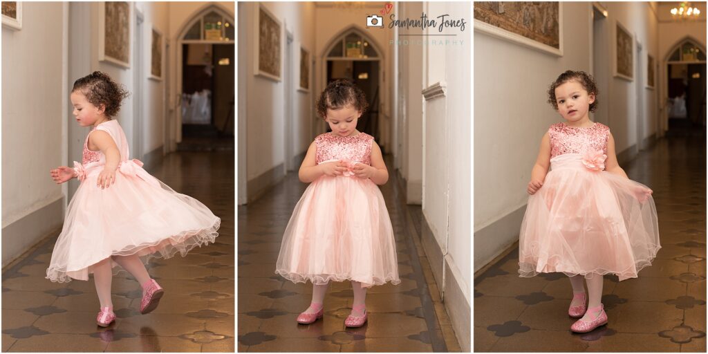 Flower girl dancing in the corridors at St Augustine's
